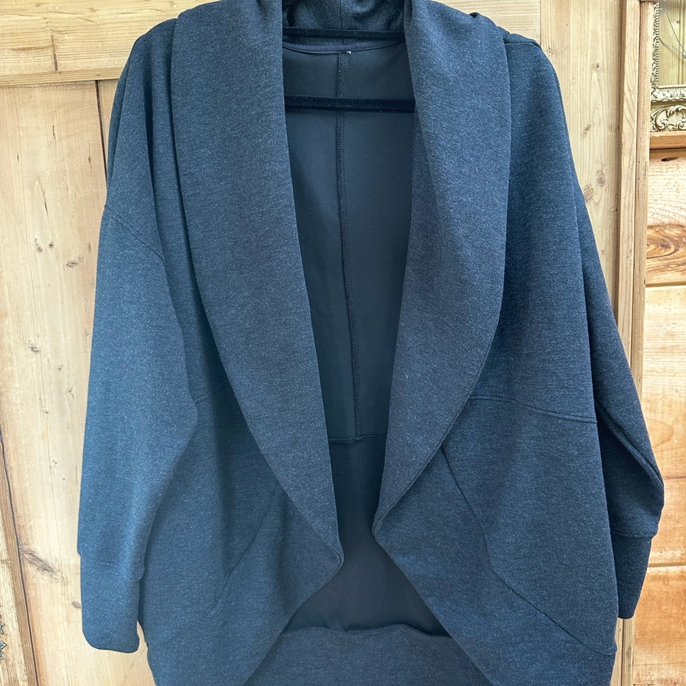Dark Gray Open Front Cardigan